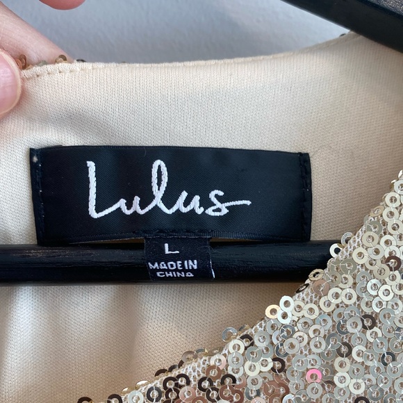 NWT: Lulus Gold Sequin short dress (L) - Picture 3 of 4